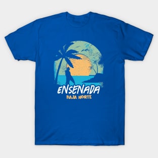 Retro Sunset Ensenada Baja Norte Surfing // Retro Beach T-Shirt